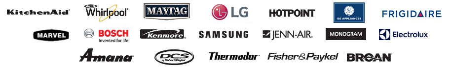 Trusted brands: KitchenAid, Whirlpool, Maytag, LG, Samsung, GE, Frigidaire, Bosch, Kenmore, and more